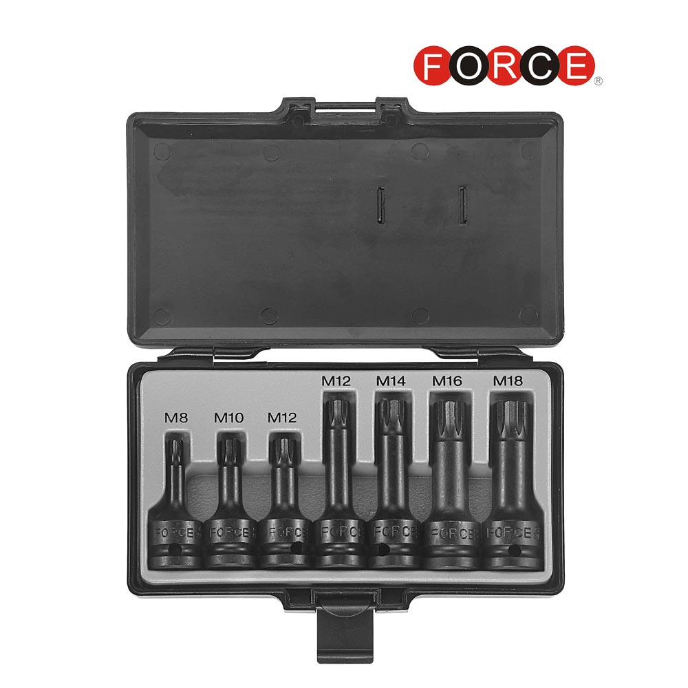 FORCE 1/2" Doppen set M8 t/m M18 (spline)