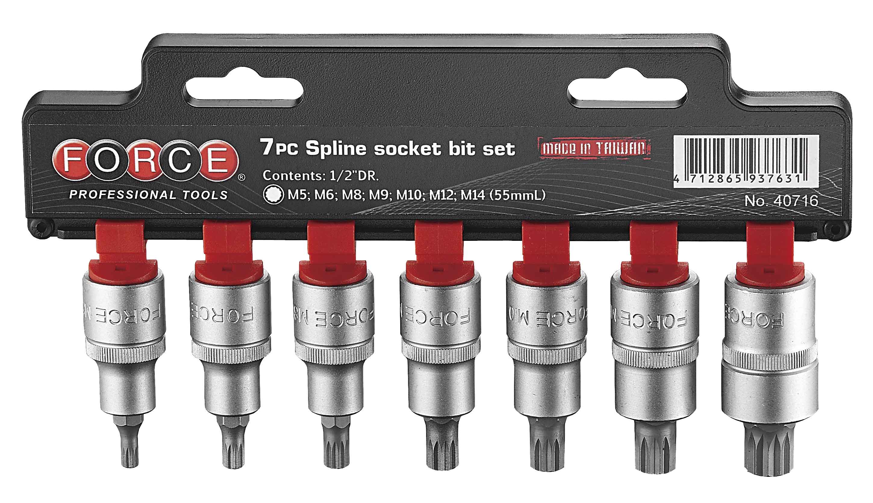 FORCE 1/2" Doppen set m t/m M14 (spline)