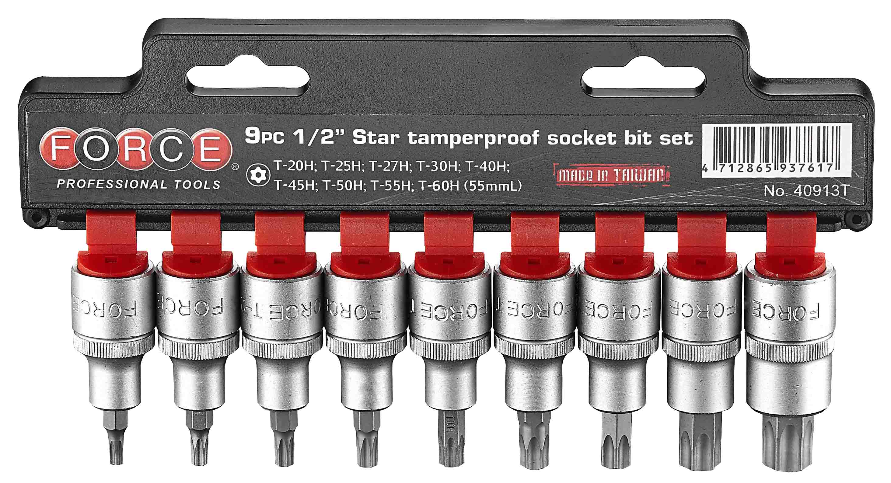 FORCE 1/2" Resistorx doppen set T20H t/m T60H