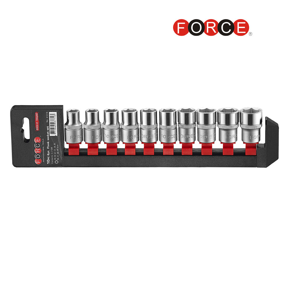 FORCE 1/2" Doppen set 12-kant, 10 t/m 19 mm