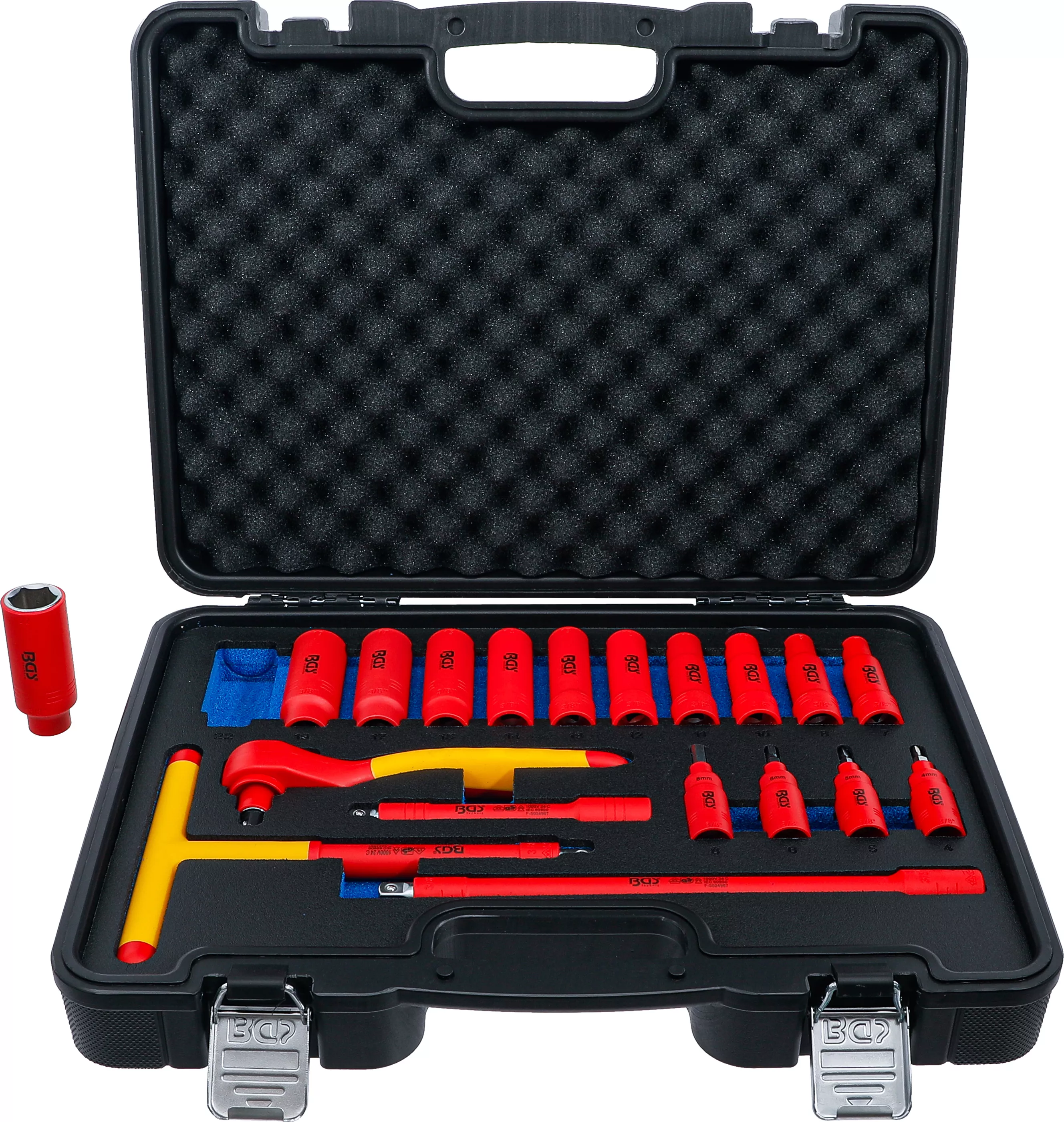 VDE-dopsleutel- en dopsleutelbitset aandrijf-binnenvierkant 10 mm (3/8") 19-dlg.