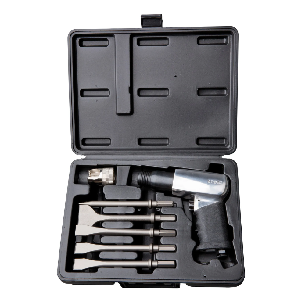 RODAC Hakhamer in kunststof koffer + 5 beitels voor de bouw