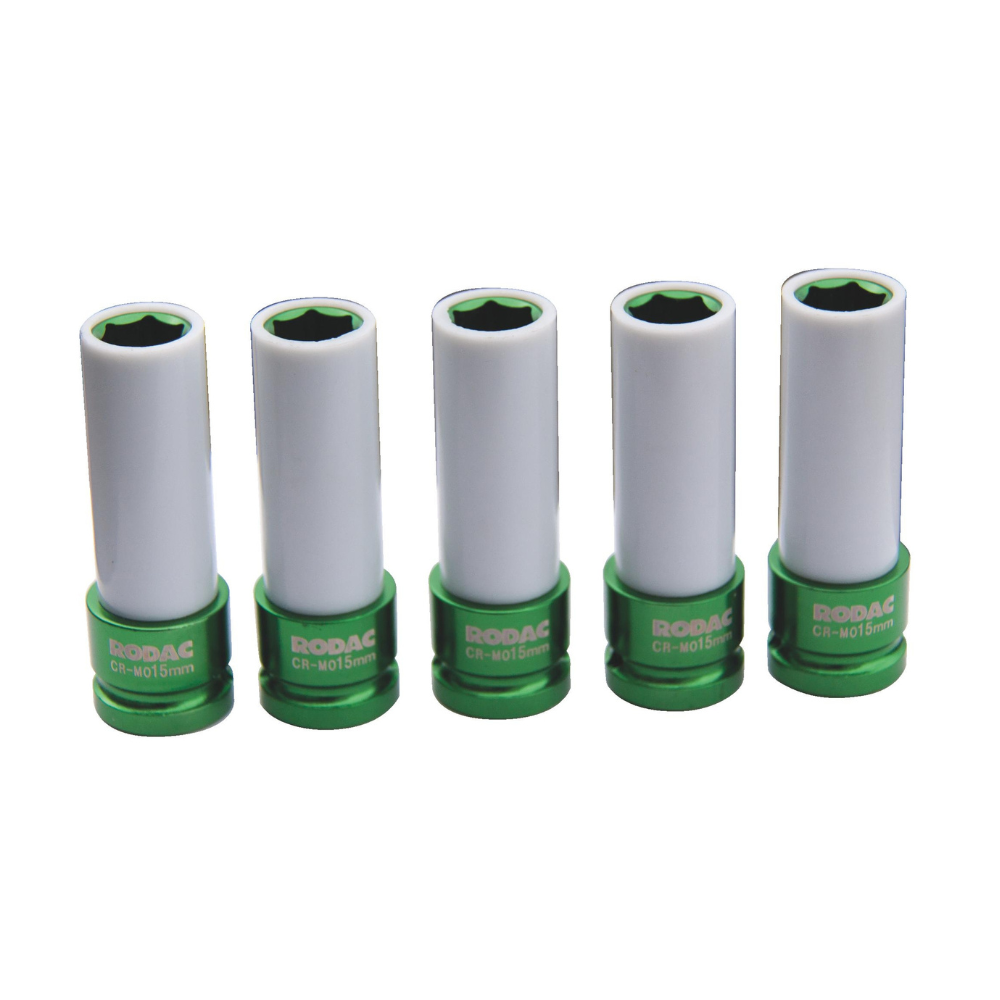 RODAC 1/2 Krachtdop 15 mm + beschermhoes (5 stuks)