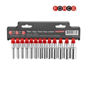 FORCE 1/4" Doppen set 6 kant, 4 t/m 14 mm, 13 delig