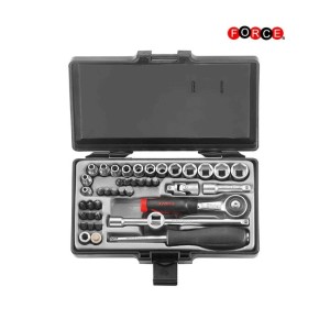 FORCE 1/4" Doppen set zeskant, bitjes en ratel
