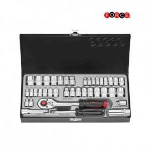 FORCE 1/4" & 3/8" Doppenset met ratelsleutel (S&M) | 39-delig