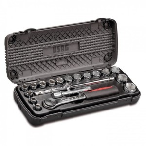 USAG 1/2" Doppendoos 19-delig, 6-kant doppen - 607 1/2 EA