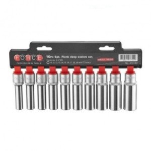 FORCE 1/2" Doppen set lang 6-kant, 10 t/m 19 mm