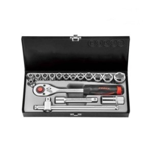 FORCE 1/2" Doppen set met toebehoren golf profiel 17 delig (SAE)