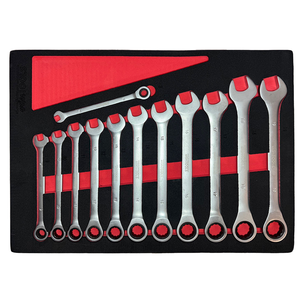 WEBER TOOLS Ringratelsleutels omkeerbaar 8 t/m 19mm / 12 delig